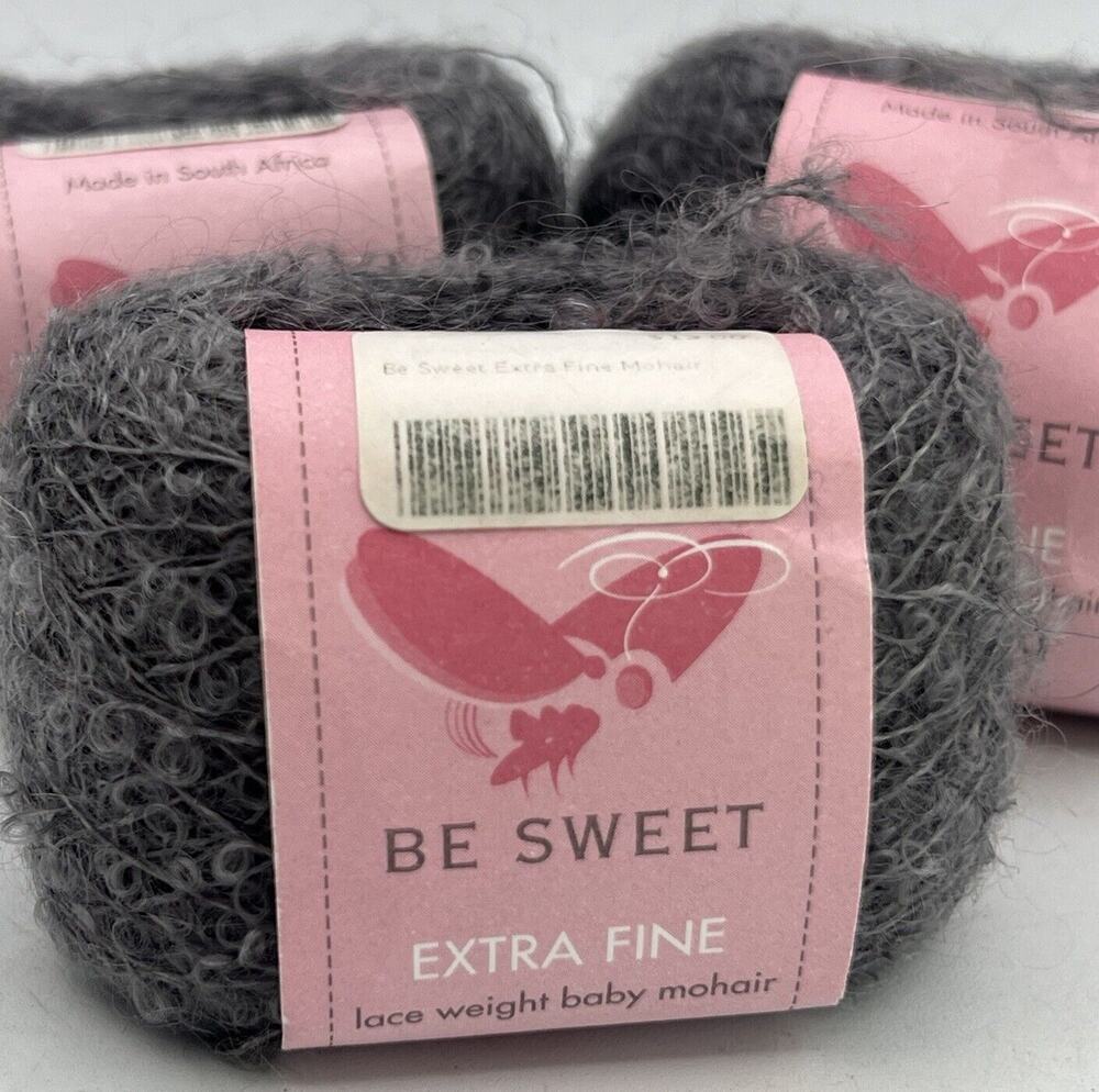 Lot 3 Be Sweet Lace Weight Baby Mohair Dark Grey Yarn 25 g 230 yds
